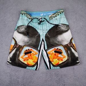 Shortomatic Board‎ Shorts Mens 34 Blue Graphic Print Beach Surf Limited Edition